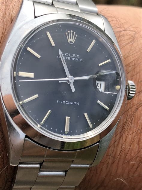 rolex oysterdate precision black dial